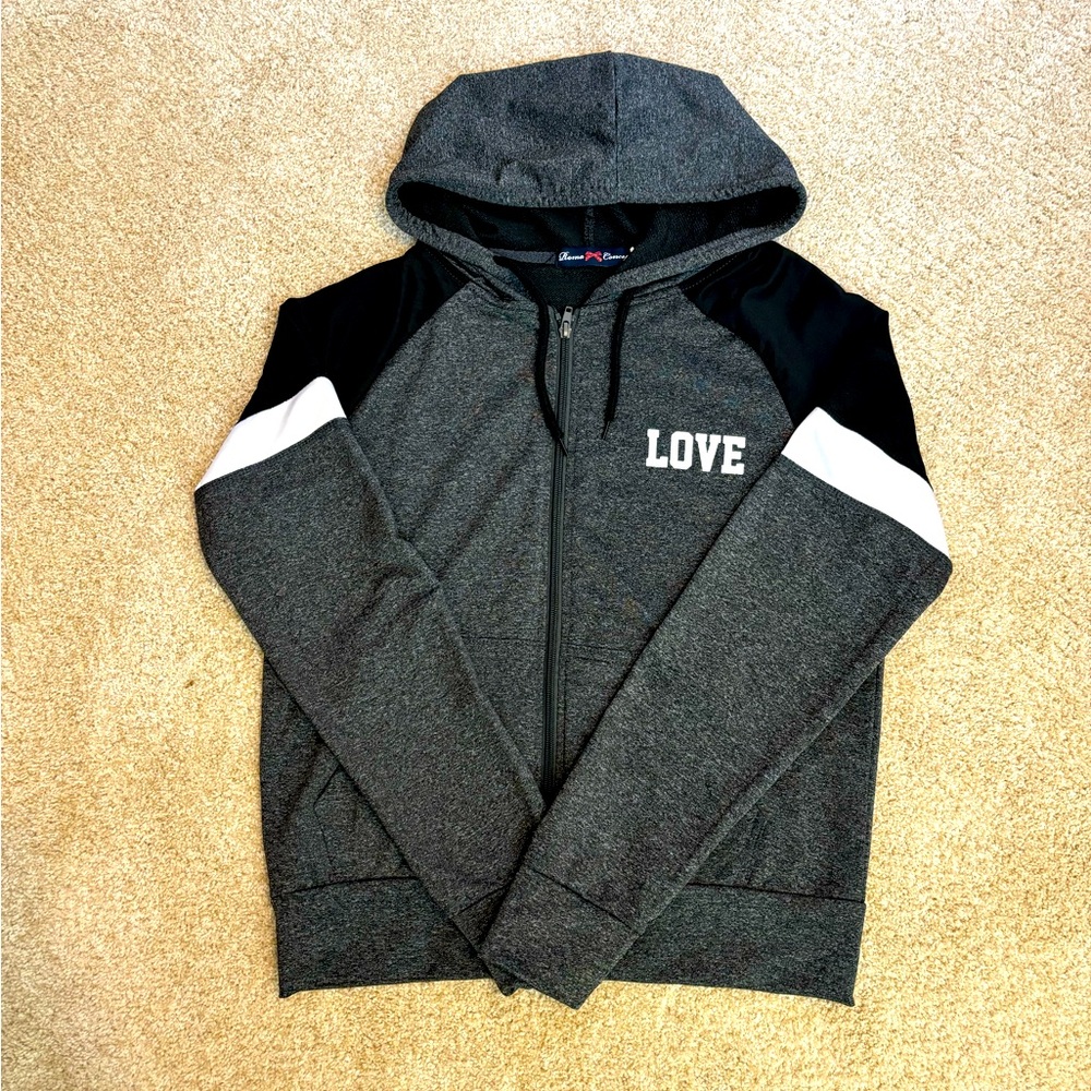 Striking gray black white zip hoodie. Excellent condition.  Size large.